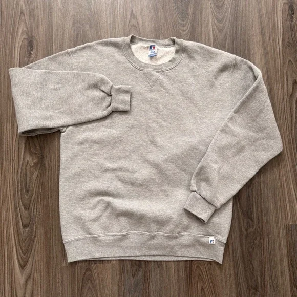 Russell Athletic Dri-Power Crewneck Sweatshirt Mens LT Gray V-Stitch Vintage - Picture 2 of 6